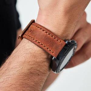 Samsung Galaxy Watch 4 5 6 / Watch 6 Classic 40MM 43MM 44MM 47MM Watch 5 Watch 5 Pro 40MM 44MM 45MM  Watch 4 40MM 42MM 44MM 46MM Oval Uçlu Deri Kordon 20MM Hakiki Deri Kayış Taba