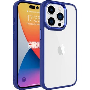 Case 4U Apple iPhone 15 Pro Kılıf Renkli Kenar Metal Kamera Çerçeveli Krom Arka Kapak Lacivert