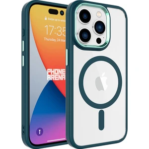 Case 4U Apple iPhone 15 Pro Kılıf Wireless Şarj Özellikli Krom Magsafe Silikon Kapak Koyu Yeşil