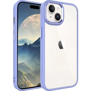 Case 4U Apple iPhone 15 Kılıf Renkli Kenar Metal Kamera Çerçeveli Krom Arka Kapak Lila