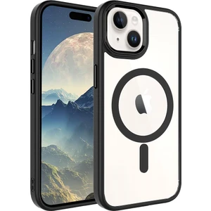 Case 4U Apple iPhone 15 Plus Kılıf Wireless Şarj Özellikli Krom Magsafe Silikon Kapak Siyah