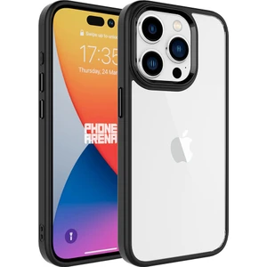 Case 4U Apple iPhone 15 Pro Kılıf Renkli Kenar Metal Kamera Çerçeveli Krom Arka Kapak Siyah