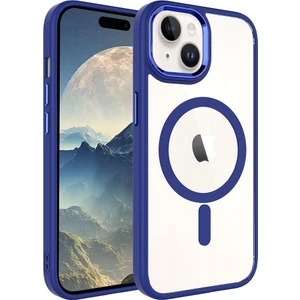 Case 4U Apple iPhone 15 Kılıf Wireless Şarj Özellikli Krom Magsafe Silikon Kapak Lacivert