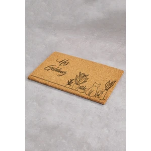 Kedili ve Çiçekli Kapı Önü Paspası