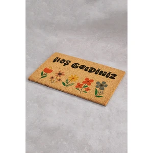 Hoş Geldiniz Çiçekli Kapı Önü Koko Paspas