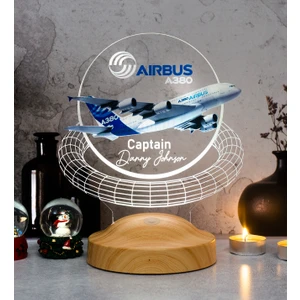 Sevgi Lambası Airbus A380 Yolcu Uçağı Renkli Baskılı Kişiye Özel 3D LED Lamba, Uçak - Pilot Hediyesi