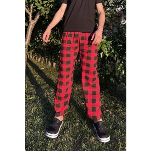 Erkek %100 Pamuk Cepsiz Beli Lastikli Pijama Altı Eşofman Lacivert Beyaz Çizgili