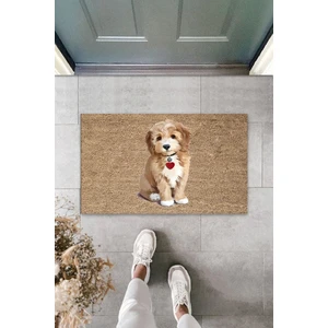 Dış ve Iç Mekan Kahve Renk Kapı Önü Paspası Sevimli Köpekcik Desen Paspas