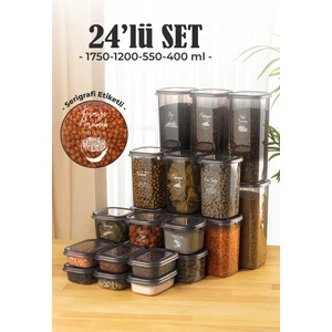 24'lü Peggy Saklama Kabı Seti 6x(1,75 1,2 0,55 0,4 lt) Serigrafi Etiketli