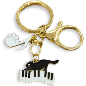 Harmonie De Chats Hediyelik Müzik ve Kedi Figürlü Emaye Metal Anahtarlık
