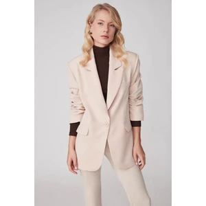 Tek Düğme Vatkalı Oversize Blazer Ceket