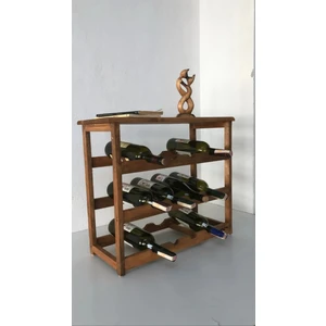 Sugar Seller Ahşap Eskitme 3 Katlı Şaraplık ve Şişelik Şarap Rafı Mini Bar Raf