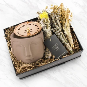 Coho Objet Coho Box Faces Bakır Kapaklı Terra Tütsülük & Üzerlik & Adaçayı & Lavanta Hediye Seti