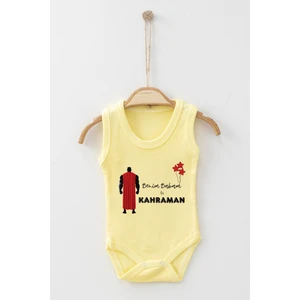Ada Bebek Çocuk Adabebek Benim Babam Bir Kahraman Desenli Askılı Badi Bebek Zıbın