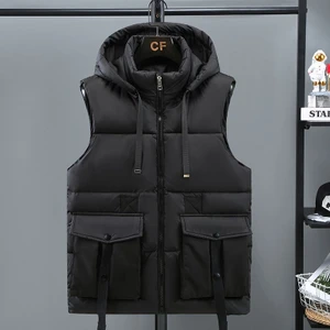Good Shop Yeni Aşağı Pamuklu Yelek Erkek Sonbahar ve Kış Kalınlaşmış Öğrenci Kapüşonlu Yelek Ceket Moda Yelek Sıcak Yelek (Yurt Dışından)