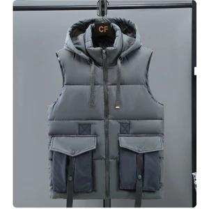 Good Shop Yeni Aşağı Pamuklu Yelek Erkek Sonbahar ve Kış Kalınlaşmış Öğrenci Kapüşonlu Yelek Ceket Moda Yelek Sıcak Yelek (Yurt Dışından)