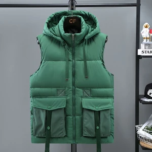 Good Shop Yeni Aşağı Pamuklu Yelek Erkek Sonbahar ve Kış Kalınlaşmış Öğrenci Kapüşonlu Yelek Ceket Moda Yelek Sıcak Yelek (Yurt Dışından)