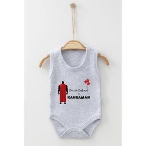 Ada Bebek Çocuk Adabebek Benim Babam Bir Kahraman Desenli Askılı Badi Bebek Zıbın