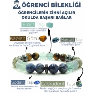 Öğrenci Bilekliği Sodalit Florit Labradorit Hematit Kaplangözü Doğal Taş Bileklik