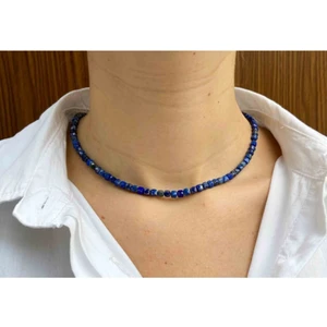 Kadın  Lapis Lazuli Taşı Doğaltaş Kolye Kare Faset