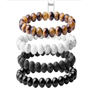 Doğal Taş 4 Lü Set ( Kaplan Gözü - Beyaz Necef - Lav Taşı - Oniks )