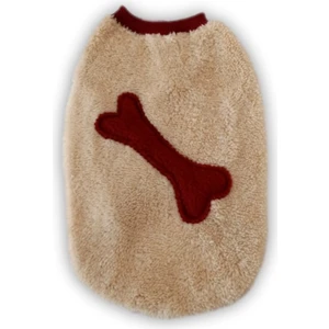 Kemik Desenli Sütlü Kahve Kışlık Welsoft Kedi ve Köpek Kıyafeti Elbisesi