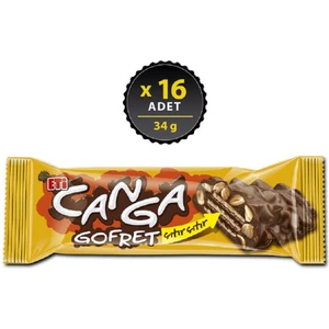 Canga Çikolatalı Yer Fıstık Kaplı Gofret 34 G x 16 Adet