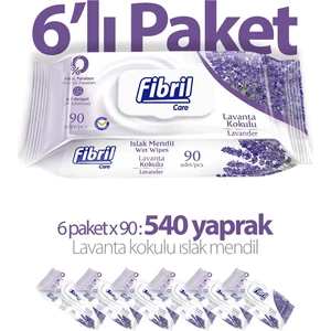 Lavanta Kokulu Islak Mendil 6X90 Lı Paket 540 Yaprak