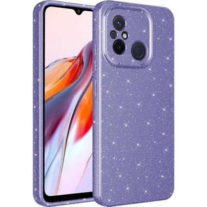 Xiaomi Redmi 12C Kılıf Kamera Korumalı Simli Parıltılı Lüks Silikon