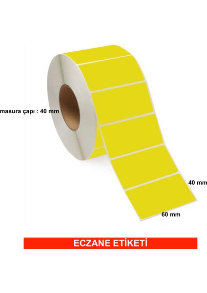 Sarı Eco Termal Barkod Etiketi 40X60 (ECZANE)(5x1000 Lik) fiyatları