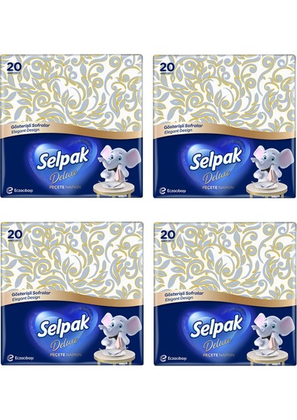 4 x Adet Kiraz Çiçeği 20'li Deluxe Peçete Gösterişli Sofralar Serisi