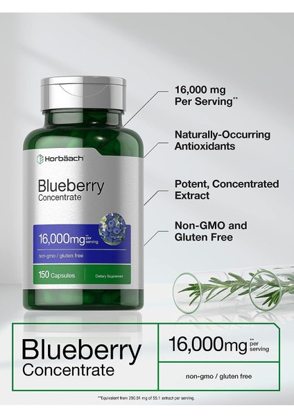 Blueberry Extract Supplement ,150 Capsules, Blueberry Concentrate, Non-Gmo, Gluten Free