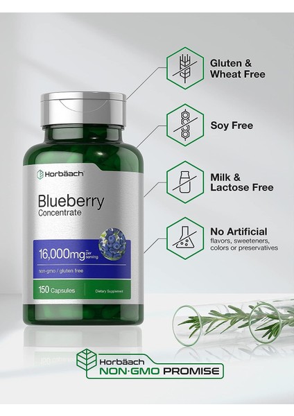 Blueberry Extract Supplement ,150 Capsules, Blueberry Concentrate, Non-Gmo, Gluten Free