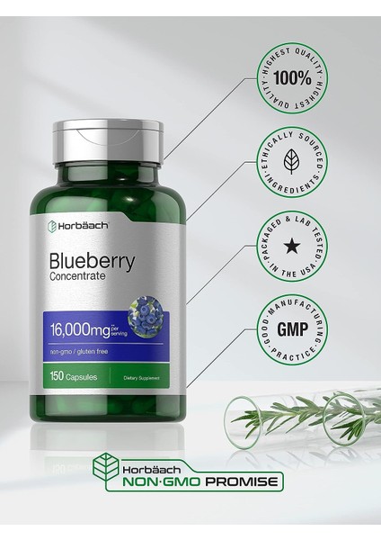 Blueberry Extract Supplement ,150 Capsules, Blueberry Concentrate, Non-Gmo, Gluten Free