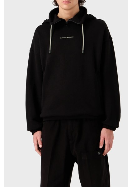 Pamuk Kapüşonlu Yarım Fermuarlı Oversize Fit Sweat Erkek Sweat 6R1ME6 1jwpz 0999