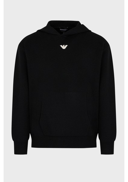 Relaxed Fit Kapüşonlu Kanguru Cepli Yün Karışımlı Triko Sweat Erkek Sweat 6R1MX7 1mnbz F008 indirimleri