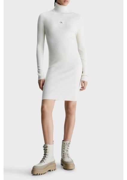 Logolu Slim Fit Balıkçı Yaka Triko Mini Elbise J20J221690YBI Bayan Elbise J20J221690 Ybı