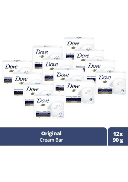 Dove Beauty Cream Bar Katı Güzellik Sabunu Original Nemledirici Etkili 90 G X12