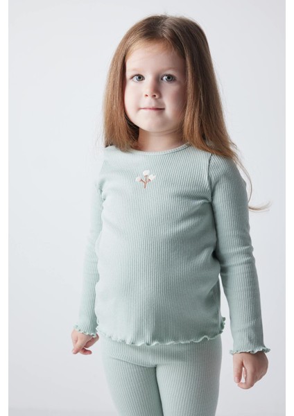 Kız Bebek Çiçekli Fitilli Kaşkorse Uzun Kollu Tişört Tayt 2'li Takım Y1122A223AU modelleri