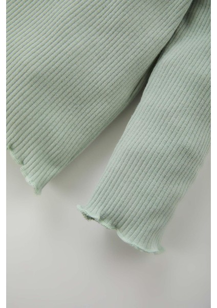 Kız Bebek Çiçekli Fitilli Kaşkorse Uzun Kollu Tişört Tayt 2'li Takım Y1122A223AU