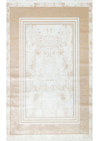 Sateen St 17 Beıge Hav Toz Vermez Yıkanabilir Kaymaz Ince Dokuma Modern ve Şık Makine Dokuması Halı