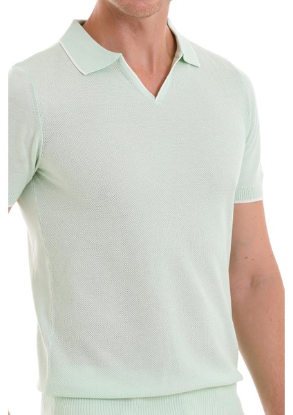 Mint Regular Fit Desenli Pamuklu Polo Yaka Casual Tişört