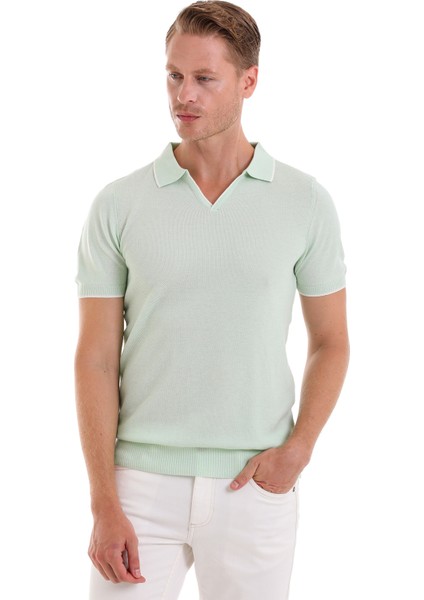 Mint Regular Fit Desenli Pamuklu Polo Yaka Casual Tişört