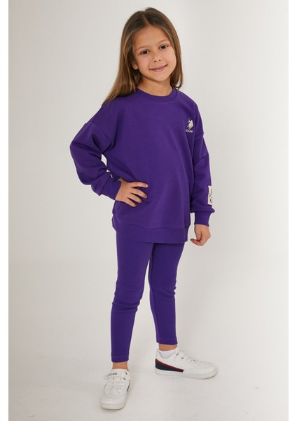 Mor Uzun Kol Kız Çocuk Takım modelleri
