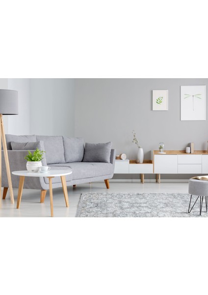 Sateen St 06 Grey Hav Toz Vermez Yıkanabilir Kaymaz Ince Dokuma Modern ve Şık Makine Dokuması Halı