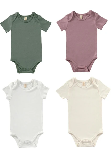 Tiny Lamb Softly Colors Kısa Kol Bodysuit Takımı - 4 Parça | Çok Renkli Alttan Çıtçıtlı Zıbın Body