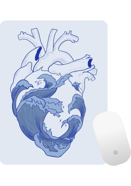 Baskıtech Mavi Kalp Baskılı Mouse Pad
