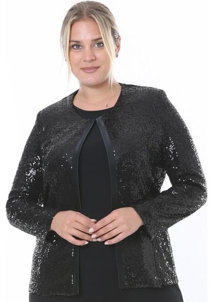 Büyük Beden 3810 Siyah Ceket Bluz Takım