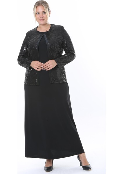 Büyük Beden 3811 Siyah Ceket Elbise Takım