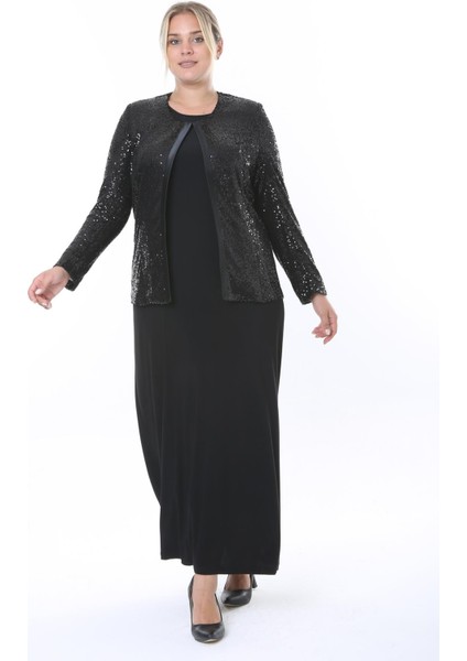 Büyük Beden 3811 Siyah Ceket Elbise Takım modelleri